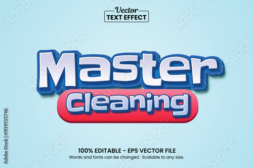 Master Cleaning Bold 3D Text Effect Editable Vector