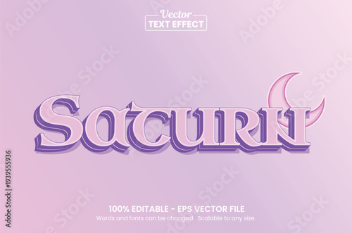 Saturn Futuristic Purple 3D Text Effect Editable Vector
