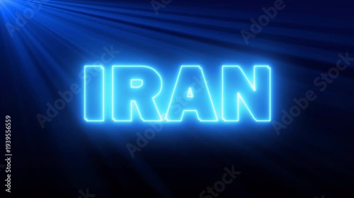 Iran - Neon Text on Black Background