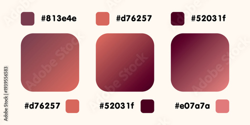 Gradient collection, shiny rainbow hologram. Holographic foil texture, blue, pink gradation. Catalog of samples palettes in RGB HEX. Vector set for frame, border, other design.