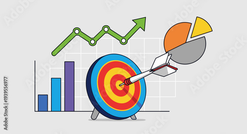 Dart hitting a colorful target board.
