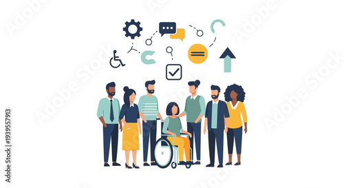 Diverse and Inclusive Team Collaboration Concept: Equality, Communication, and Growth for Business Success