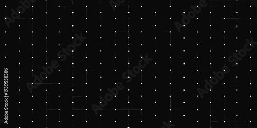 Abstract arrangement of white dots and lines on a black background