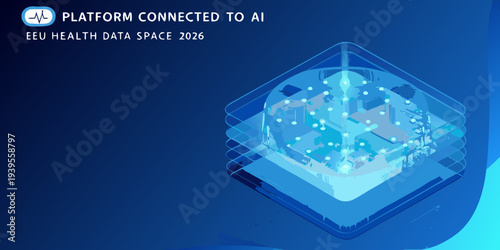 Abstract representation of a connected healthcare data space platform in 2026