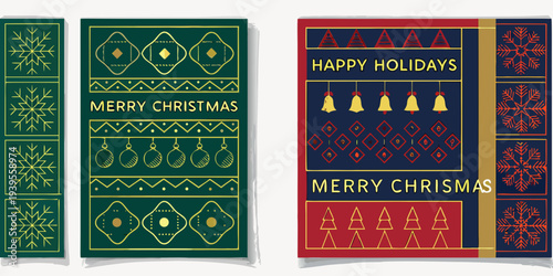 Festive christmas card designs with intricate patterns and holiday greetings