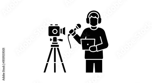 Cameraman Recording Video with Camera 1.