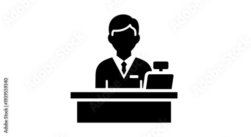 Cashier working at checkout counter.