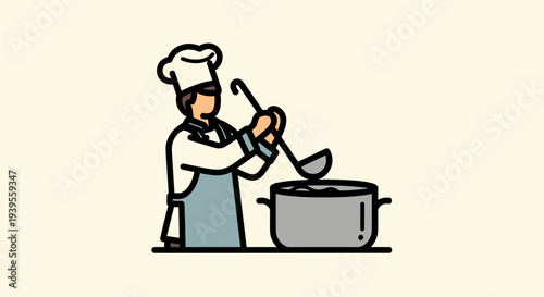 Chef Cooking with Large Pot.