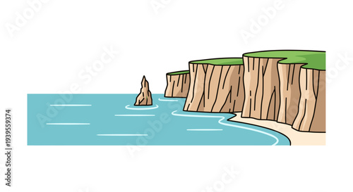 Cliffs by the Ocean Water.