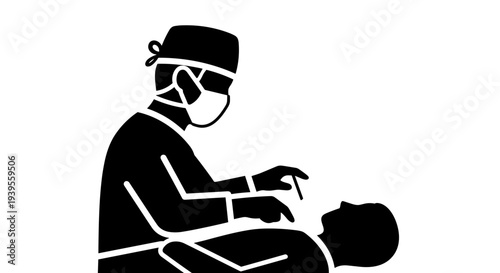 Dentist Examining Patient in Clinic.