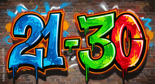 Colorful Graffiti Numbers Twenty One Thirty.