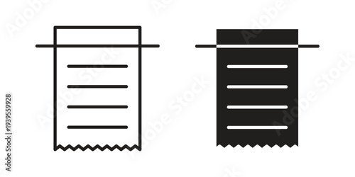 Receipt icon collection with multiple styles. EPS10