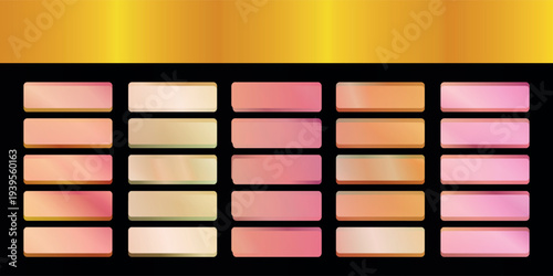 Metallic gradient foil background. most popular gradient. Gold, Pink gold, Silver and Holographic metal vector template
