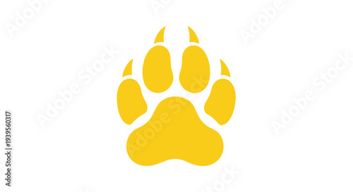 Yellow Paw Print Icon Isolated on White Background