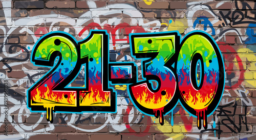 Colorful Graffiti Numbers Twenty One Thirty.