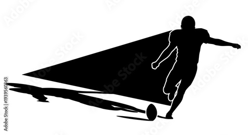 American Football Player Kicking Silhouette with Dramatic Shadow and Triangle Shape