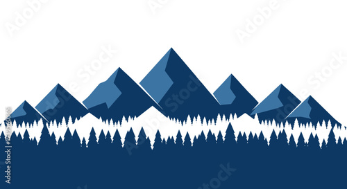 Abstract Geometric Mountain Range with Pine Forest Silhouette