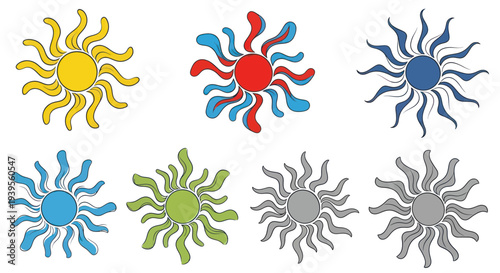 Colorful Sun Icons Set