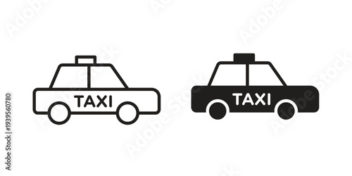 Taxi icon collection with multiple styles. EPS10