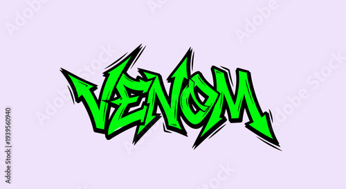 Graffiti Style Green Venom Text Logo.