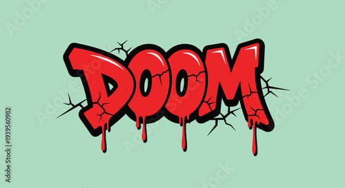 Graffiti Style Red Doom Text Design.