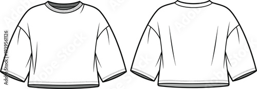White Sweatshirt with Black Trim and Ribbed Cuffs and Neckline