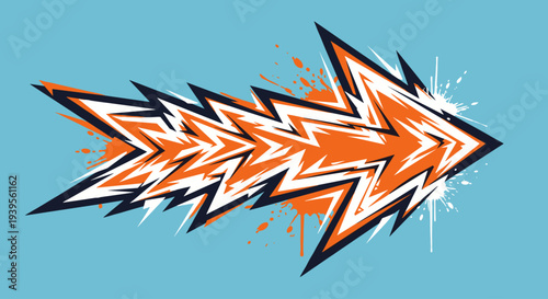 Orange and White Cartoon Lightning Bolt.