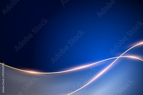 高級感のある青グラデーションとゴールドの曲線ライン抽象背景素材
