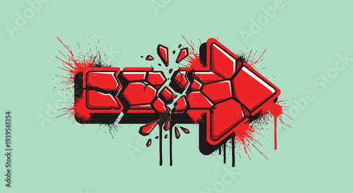Red Graffiti Tag with Shattered Effect.