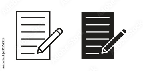 Writing icon collection with multiple styles. EPS10