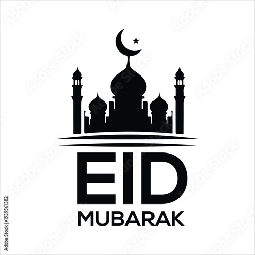  Eid Mubarak vector silhouette outline logo design concept illustration idea