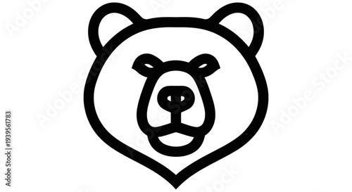 Simple black bear face illustration viewed directly with Whisk concept in a minimalist style