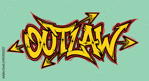 Graffiti Style Outlaw Text with Arrows.