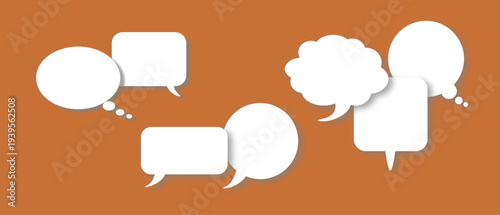Chat bubbles pack. Collection of chat bubbles with shadow. Editable vector. Social media, communication.