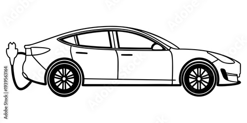 Electric car charging illustration