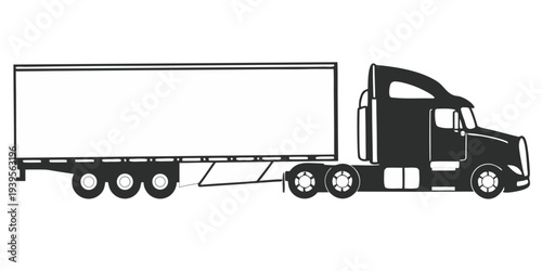Semi truck with trailer silhouette