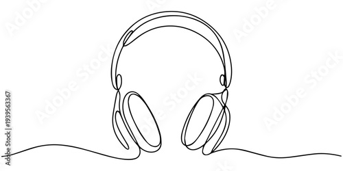 continuous one line drawing Vector line art headphones icon