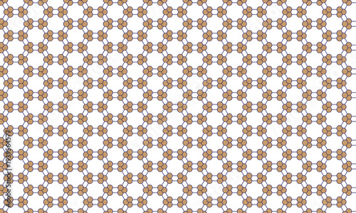 Modern Molecular Structure Inspired Floral Hexagonal Seamless Pattern for Textile, Wallpaper, and Surface Design