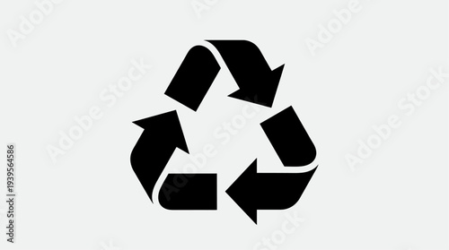 A black recycling symbol with three arrows forming a triangle, on a light grey background, representing sustainability and environmental conservation.