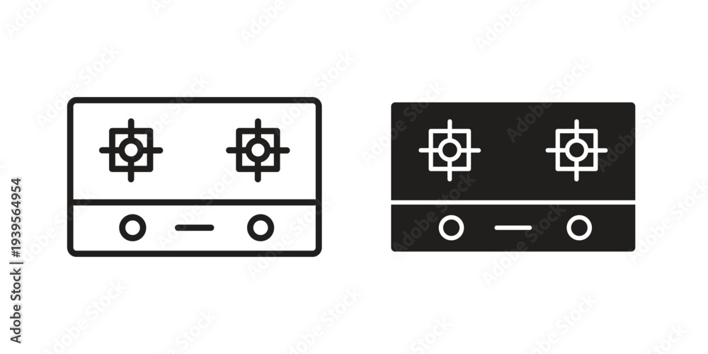 Fototapeta premium Stove icon in a simple, black and white style.
