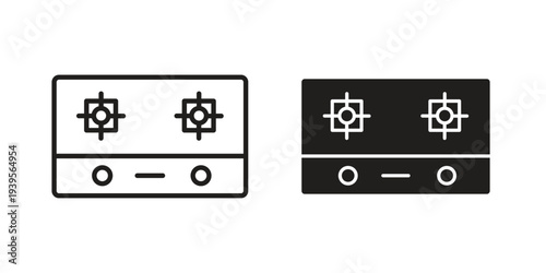 Stove icon in a simple, black and white style.