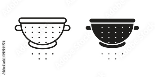 Strainer icon in a simple, black and white style.