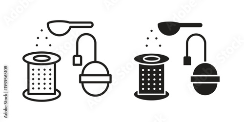 Tea infuser icon in a simple, black and white style.