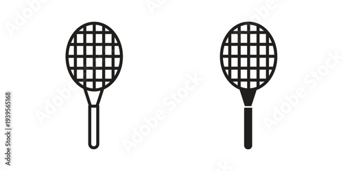 Tennis racket icon in a simple, black and white style.