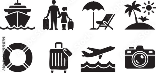 Summer Vacation Travel Icon Set 