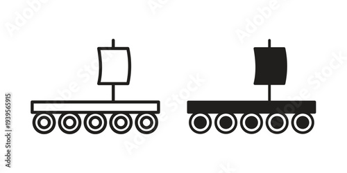 Wood Raft icon in a simple, black and white style.