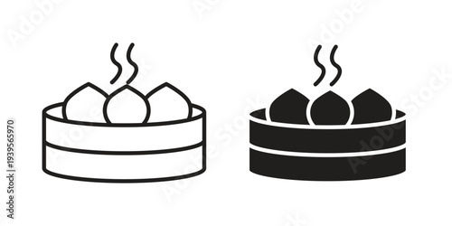 Xiao long bao icon in a simple, black and white style.