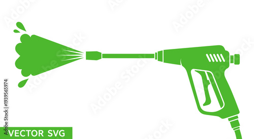 Green Pressure Washer Spraying Water - Vector Icon