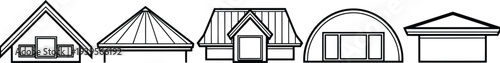 Diverse collection of simple house outlines showcasing various roof styles