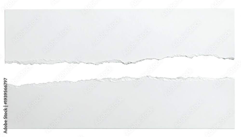 Fototapeta premium Ripped white paper reveals black void. Damaged, textured surface shown